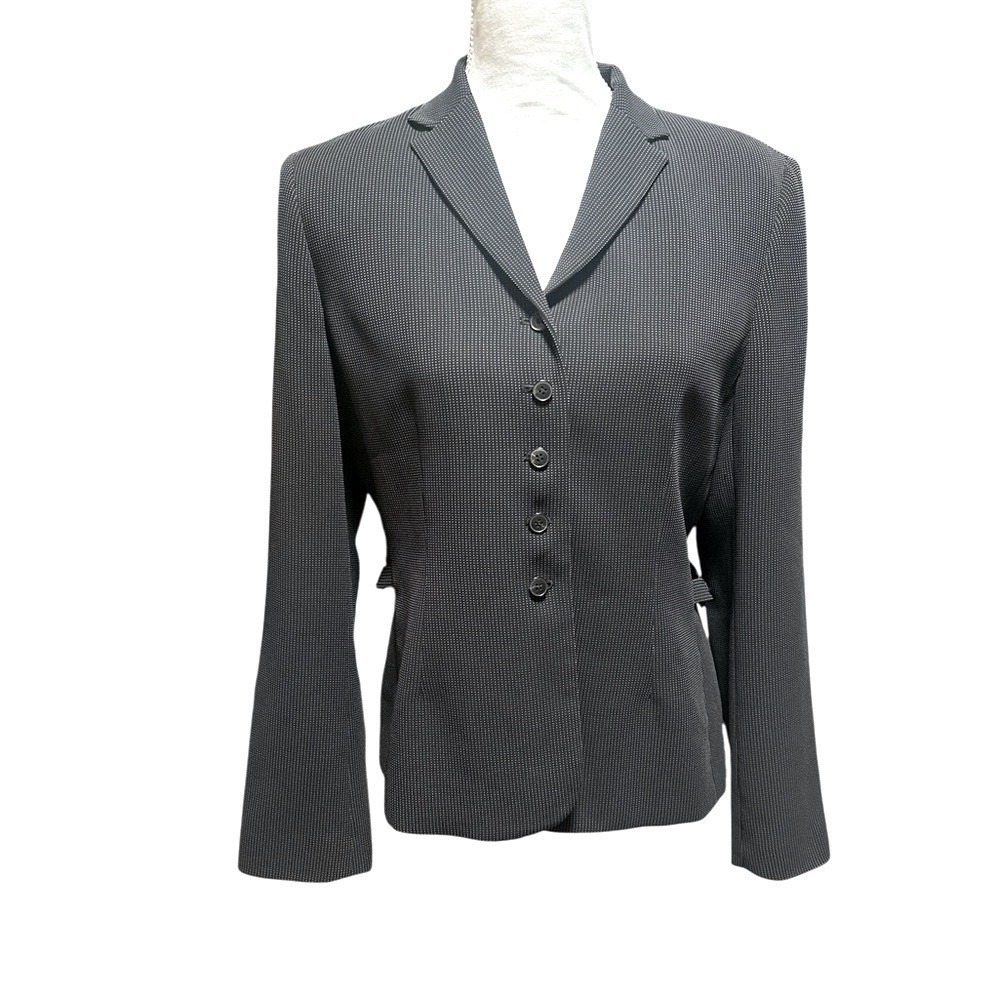 Ann‎ Taylor Womens Black Notch Collar 5 Button Blazer Jacket